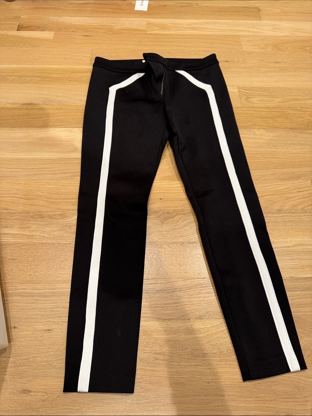 Tracy Reese Black Leggings with White Side Stripes